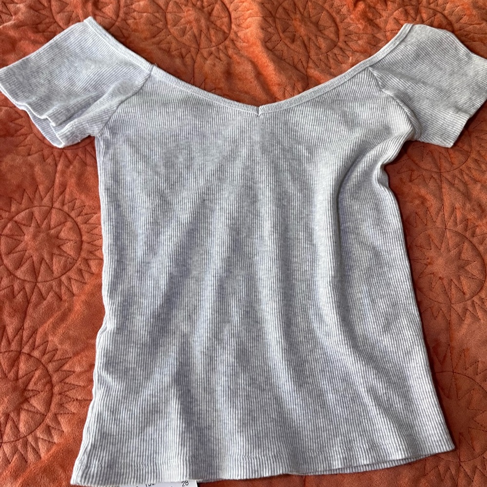 White/Gray Brandy Melville off the shoulder top